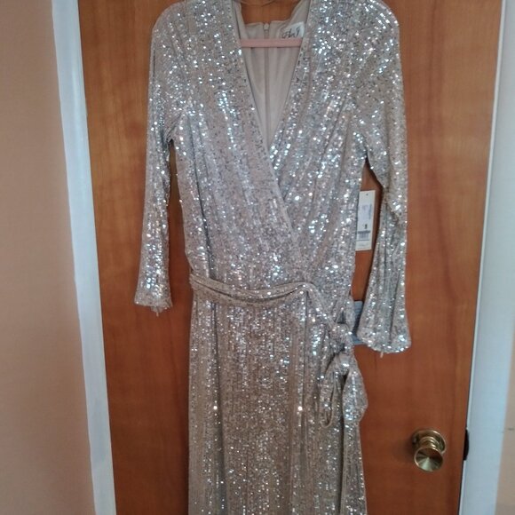 Eliza J Silver Sequin Jumpsuit Size 14 from Nordstrom - Picture 1 of 8